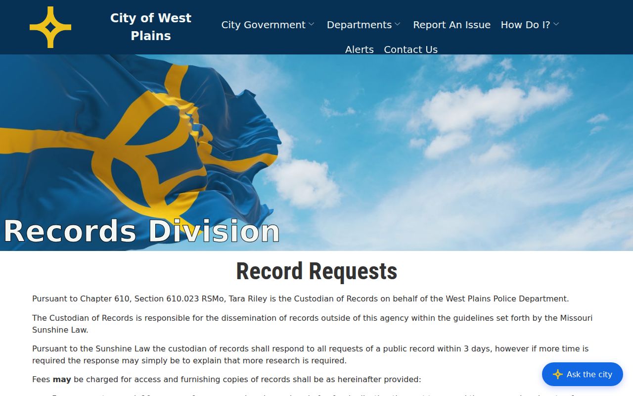 Howell County arrest history source for West Plains police records