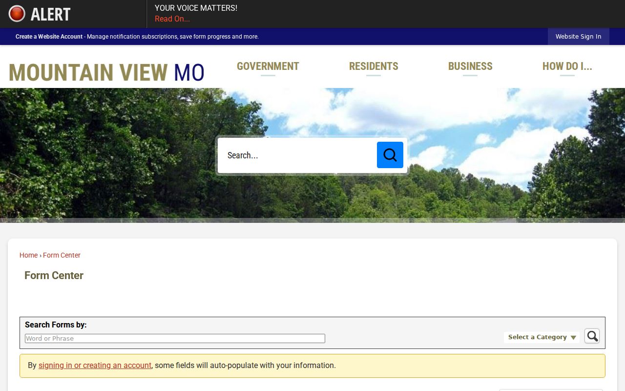 Howell County arrest history request form for Mountain View