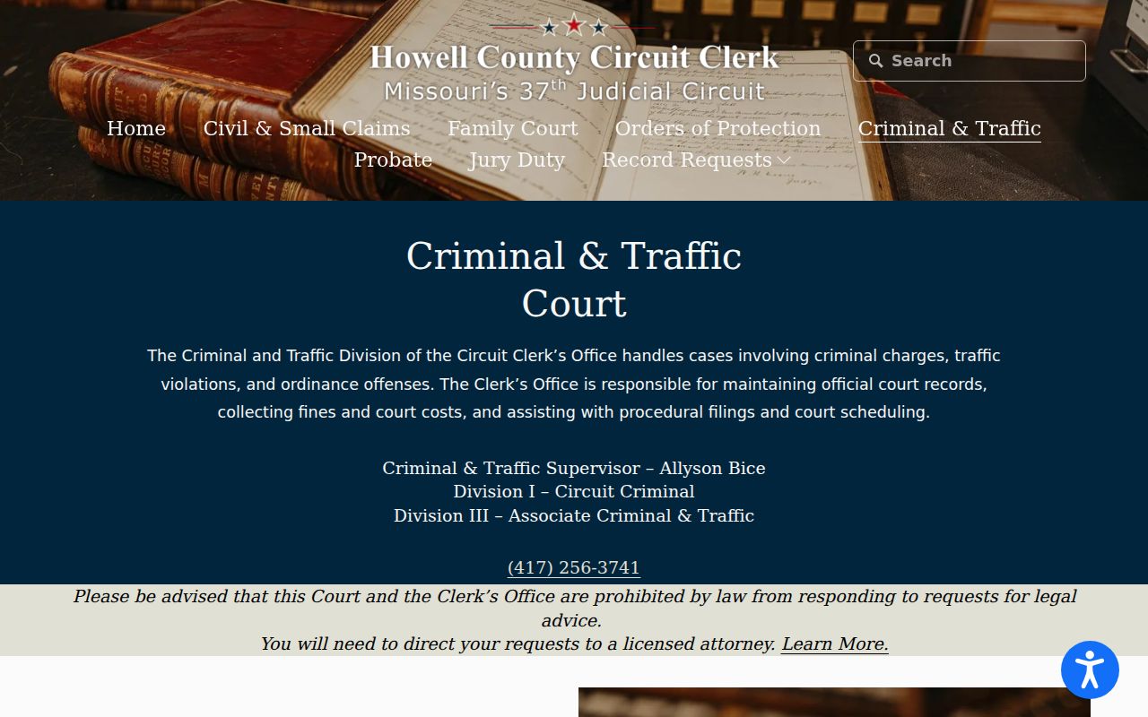 Howell County criminal court case copy access at the Criminal and Traffic Office