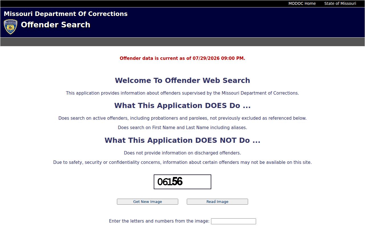 Howell County criminal record research through Missouri DOC Offender Search
